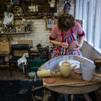 Julie Ayton working in her studio 2017